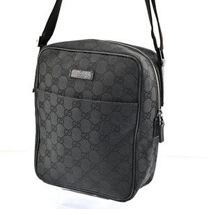 Auth Gucci Gg Shoulder Bag Black Canvas #44957G26B